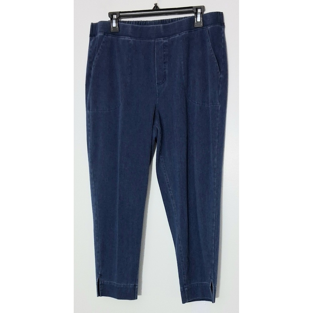 Denim & Co Pants Women's Size M Knit Air Straight Crop with Side Slits Pre-owned
